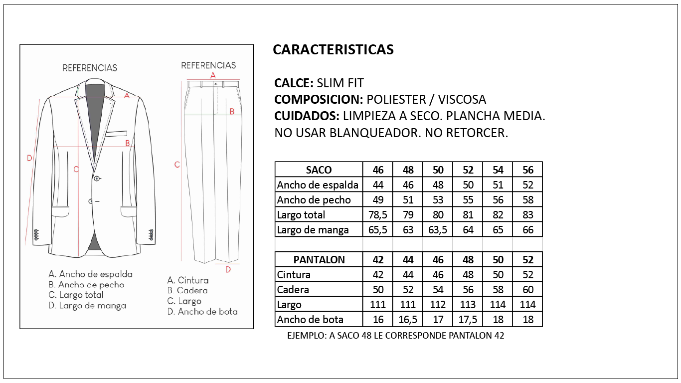 Tabla de Talles Ambo Drop 4 Hombre Britches